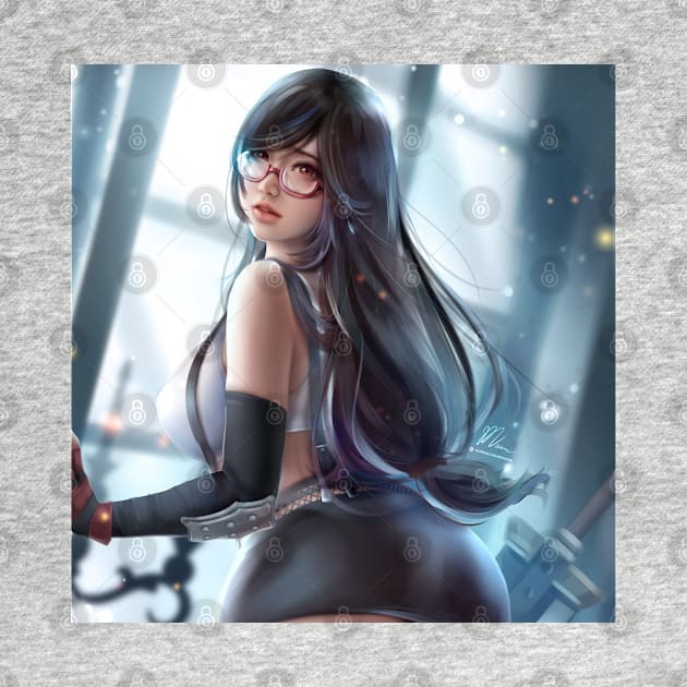 Cute Glasses Tifa Lockhart Fanart by mumeaw